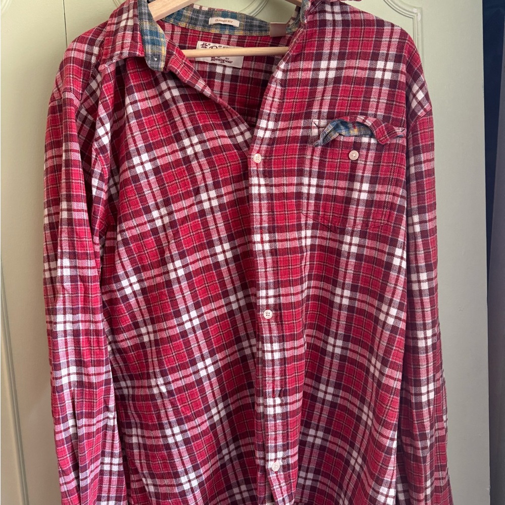 Original Penguin Red and White Plaid Men's Shirt